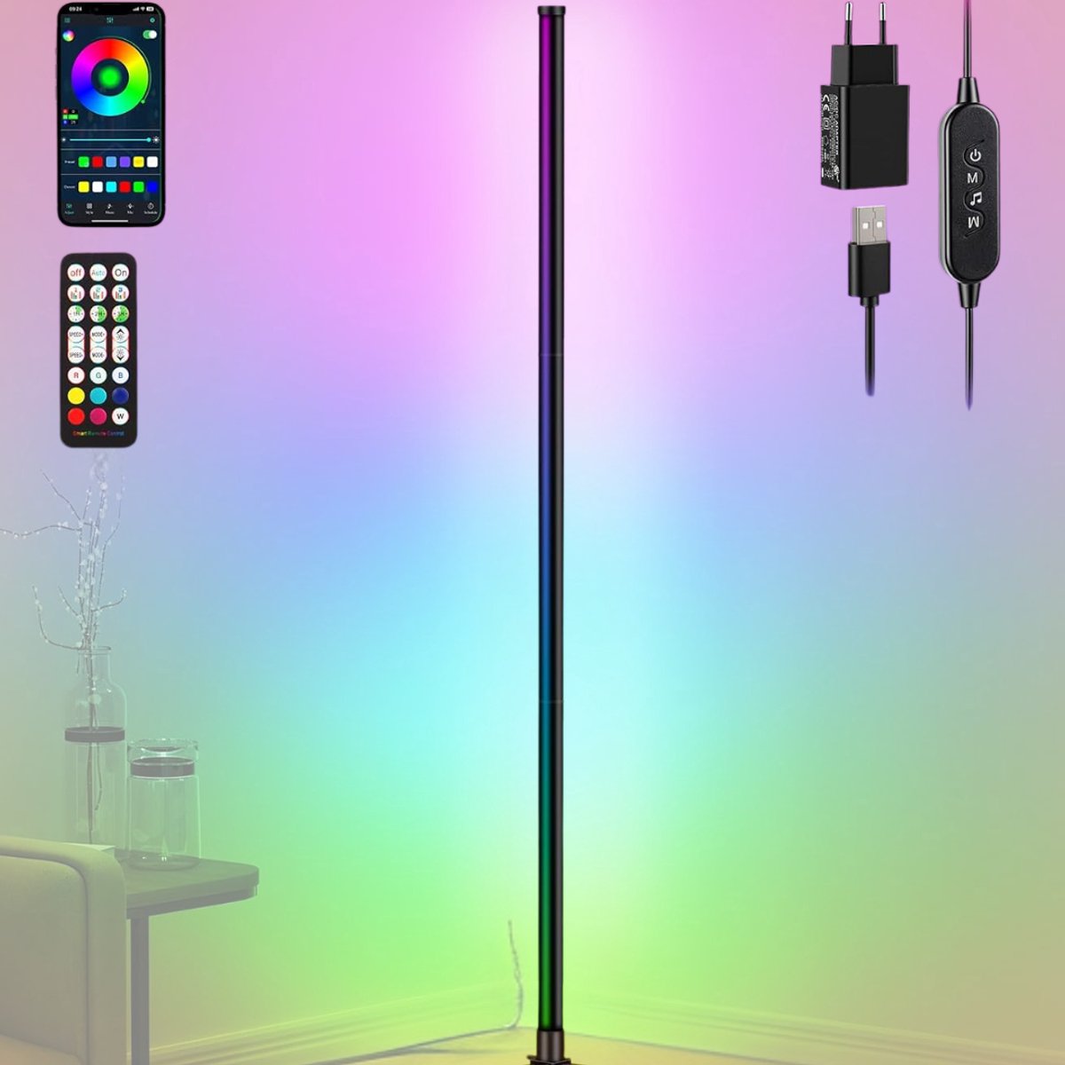Zavio® Hoeklamp - Staande Lampen Woonkamer - Vloerlampen Woonkamer