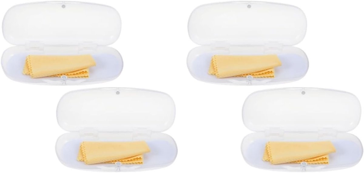 4 Stuks Heldere Brillenkoker voor Heren - Waterdichte Harde Schaal en Contactlenzenhouder - Ideaal voor Zonnebrillen en Brillenopslag