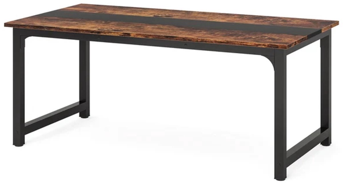 DMG Supply Bureau - Computerbureau - 160 x 80 x 74 cm - Industrieel - Bruin en Zwart - Spaanplaat en Metaal