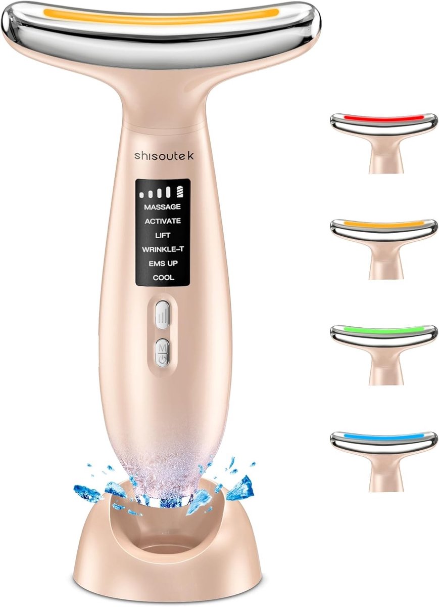 Gezichtsmassageapparaat - Lichtroze - 6-in-1 Anti-Rimpel Functie - Warm en Koud - Voor Dames