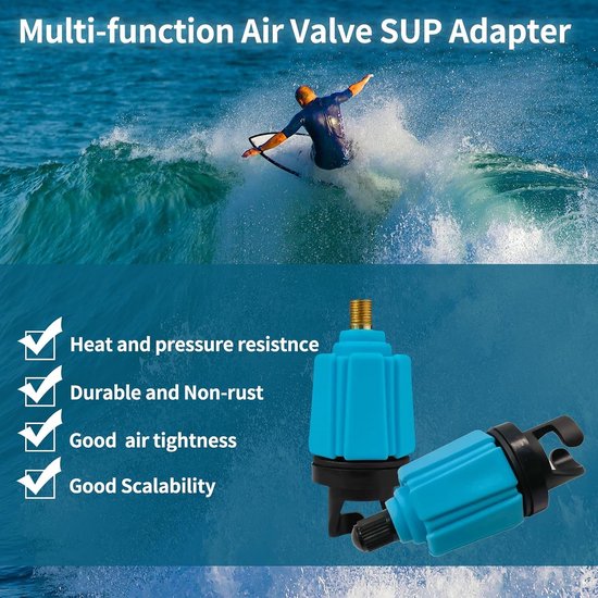 Ventieladapter - Pomp adapter - Watersport opblazen - Duurzaam rubber koper - 10 x 14 cm - Blauw — afbeelding 3