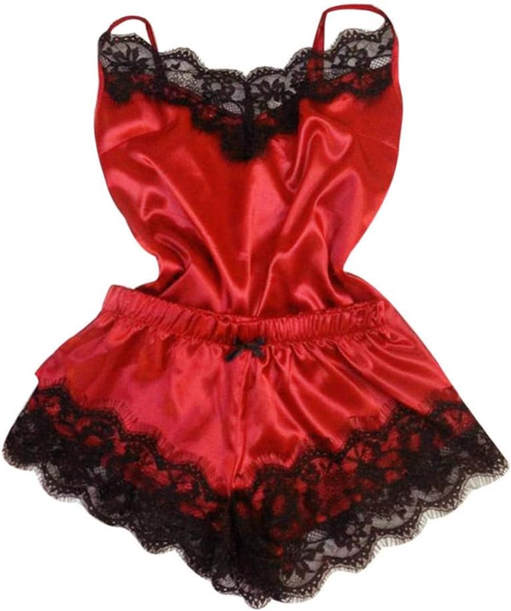 Babydolls, nachtjaponnen & negligés dames Dames kanten pyjama set sexy lingerie top en korte broek