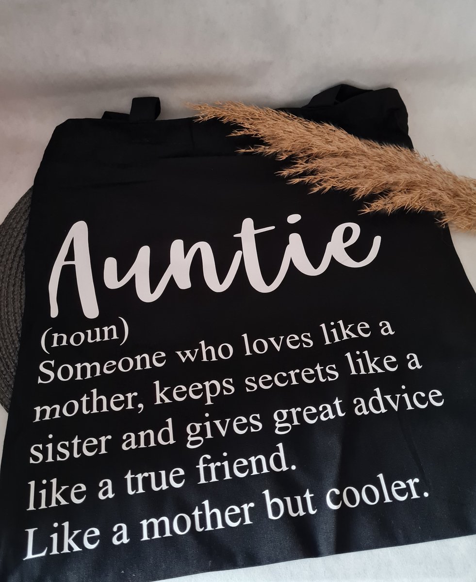 Mint11 - Katoenen tas - Zwart - Tante - Auntie - Boodschappentas - Cadeau voor haar - Verjaardagscadeau