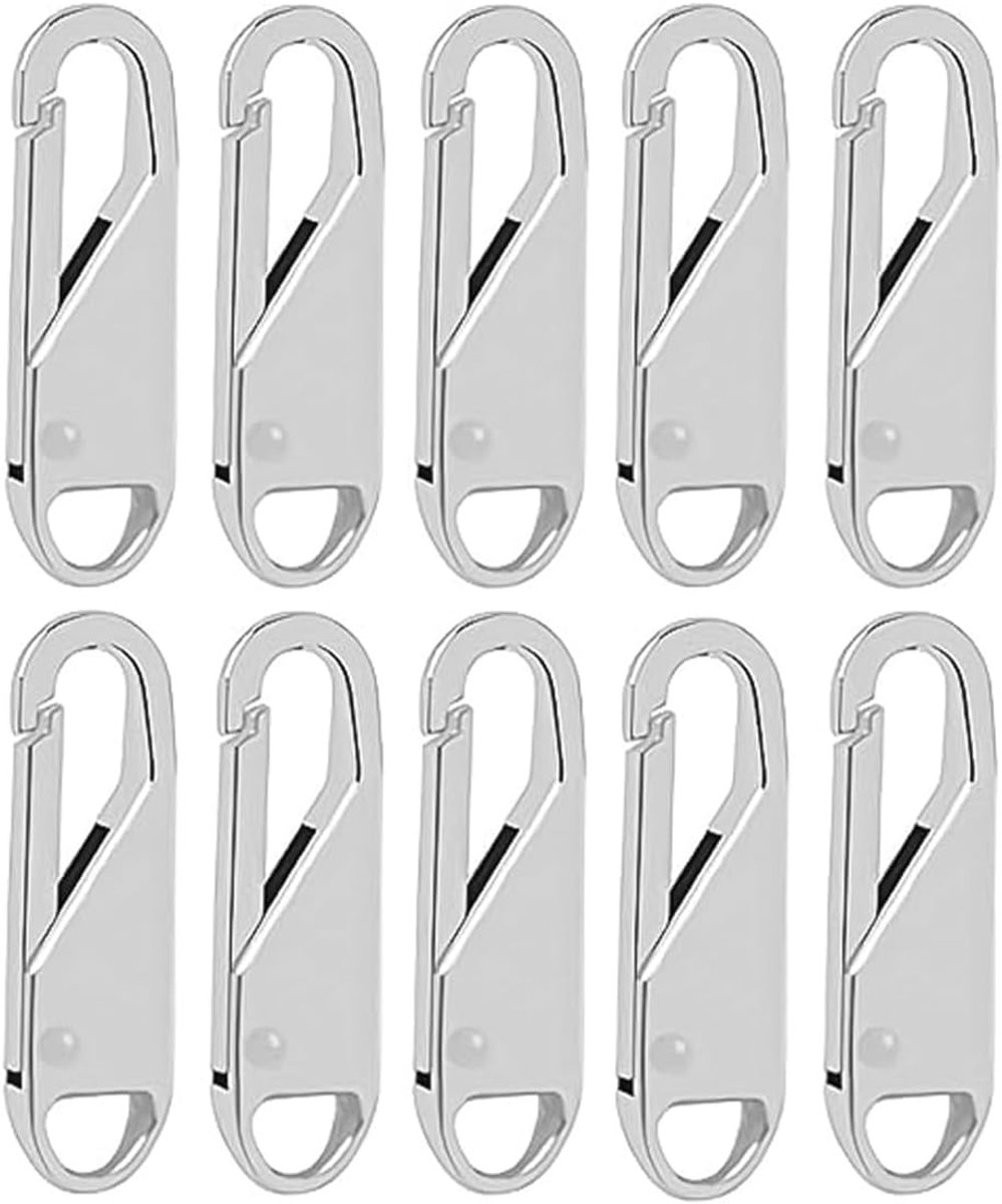 Ritstrekkers, afneembare universele metalen ritstrekkerkop, ritstrekkers voor bagage, rugzakken, koffers, jassen, zilver