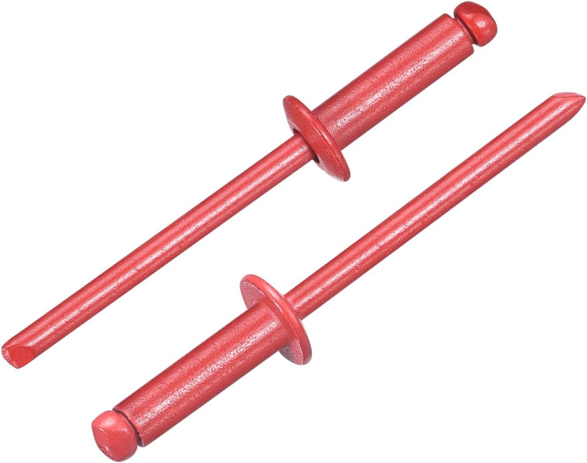 100 stuks blindklinknagels, 5/32 inch x 1/2 inch aluminium klinknagels, popklinknagels met grijper en stalen pen, domkop, lange klinknagels voor metalen meubels, auto's, rood