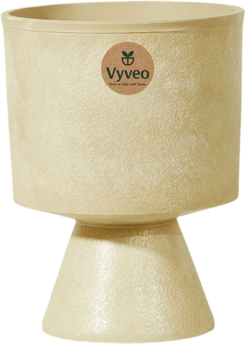 Vyveo - Bloempot Monolith - 27x35 - Beige (Retro) - Bloempot voor binnen en buiten - Lichtgewicht - Breukbestendig - Vorstbestendig - UV-bestendig