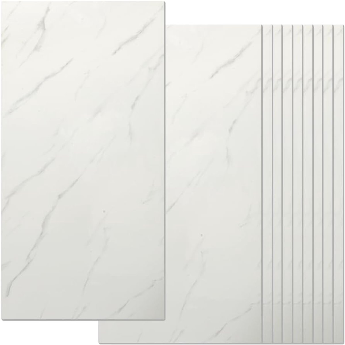 10 stuks plaktegels, 60 x 30 cm, zelfklevende wandpanelen met marmerlook, viswit, waterdicht en afneembaar, voor keukenachterwand, badkamer en slaapkamer, kast wandtegels, tegelstickers