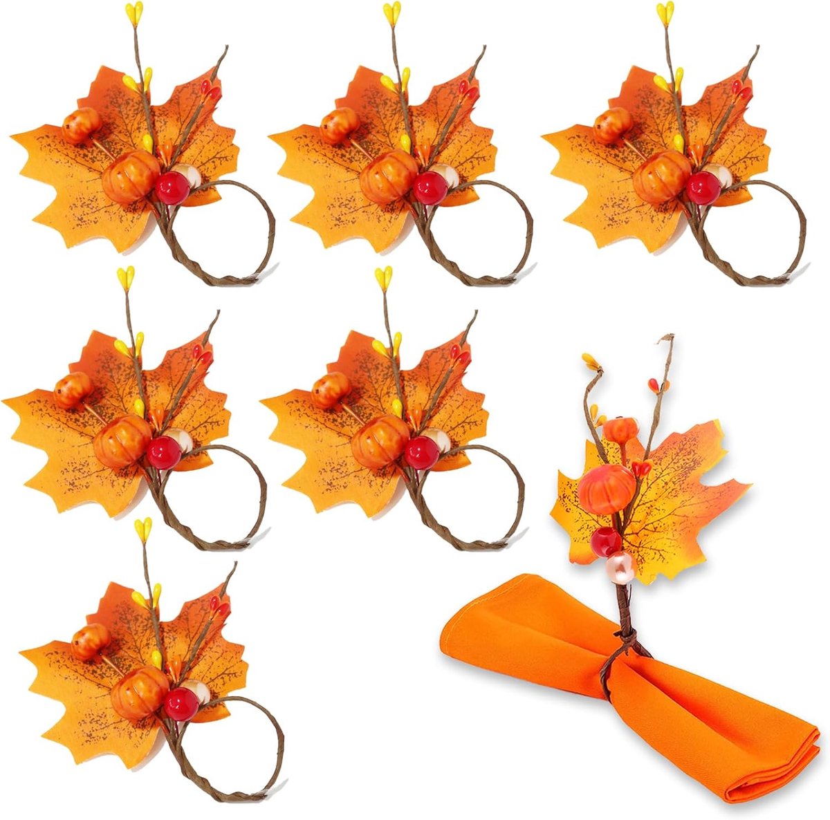 Servetringen, Halloween Servethouders, Herfst Pompoen Servethouder, geschikt voor Halloween, Thanksgiving, feestdiner (14 cm × 10 cm)