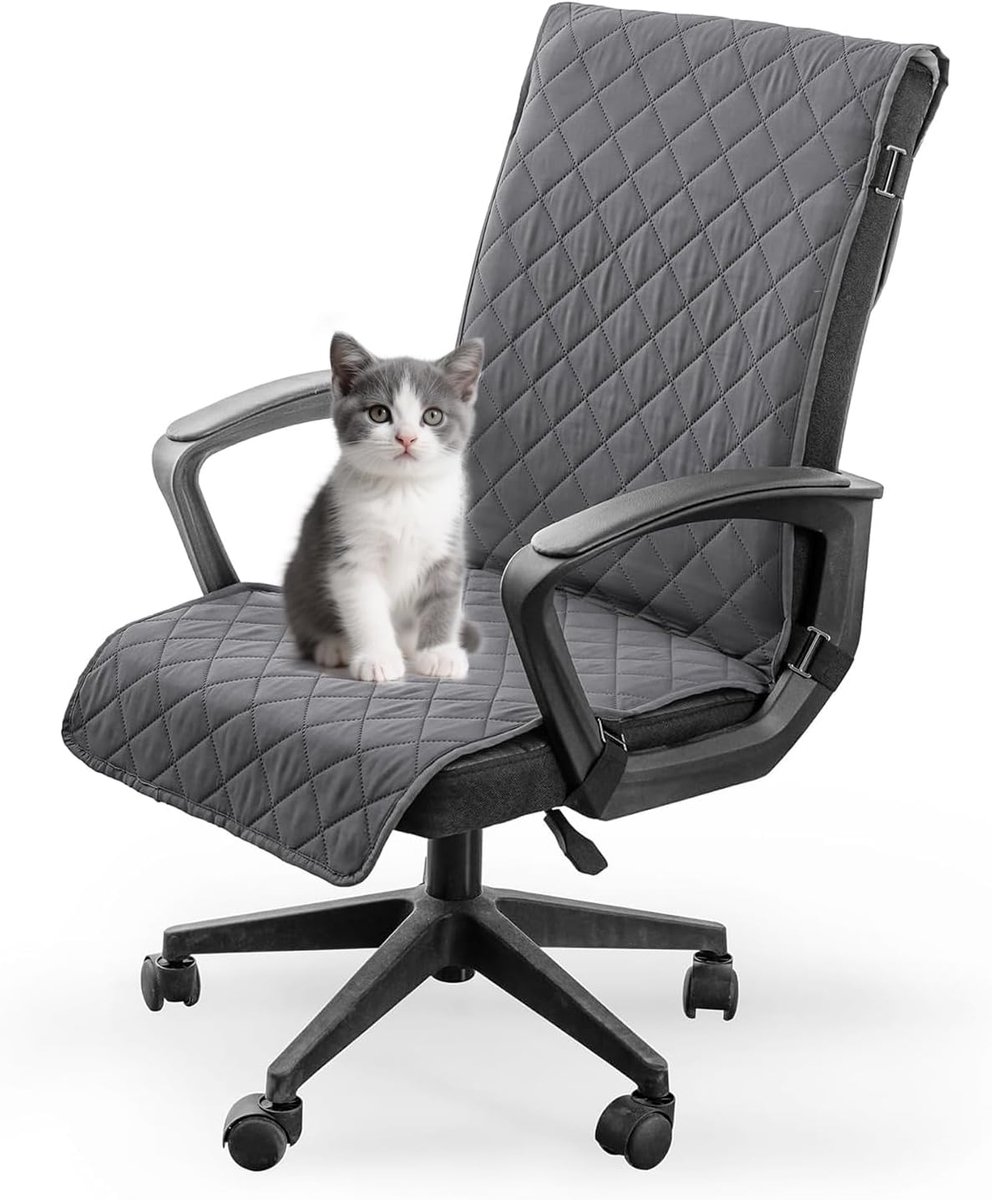 Stoelhoezen met armleuning, waterdicht, universeel, met elastische riemen, antislip, stretch stoelhoes voor eetkamerstoel, keukenstoel en bureaustoel, grijs