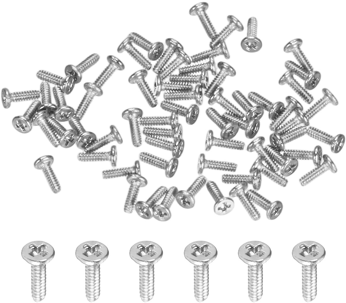 Machineschroeven met platte kop, M1 x 3 mm, 304 roestvrij staal, kruiskopaandrijving, kleine schroeven voor machines/apparatuur, kruiskopaandrijving, bevestigingselementen