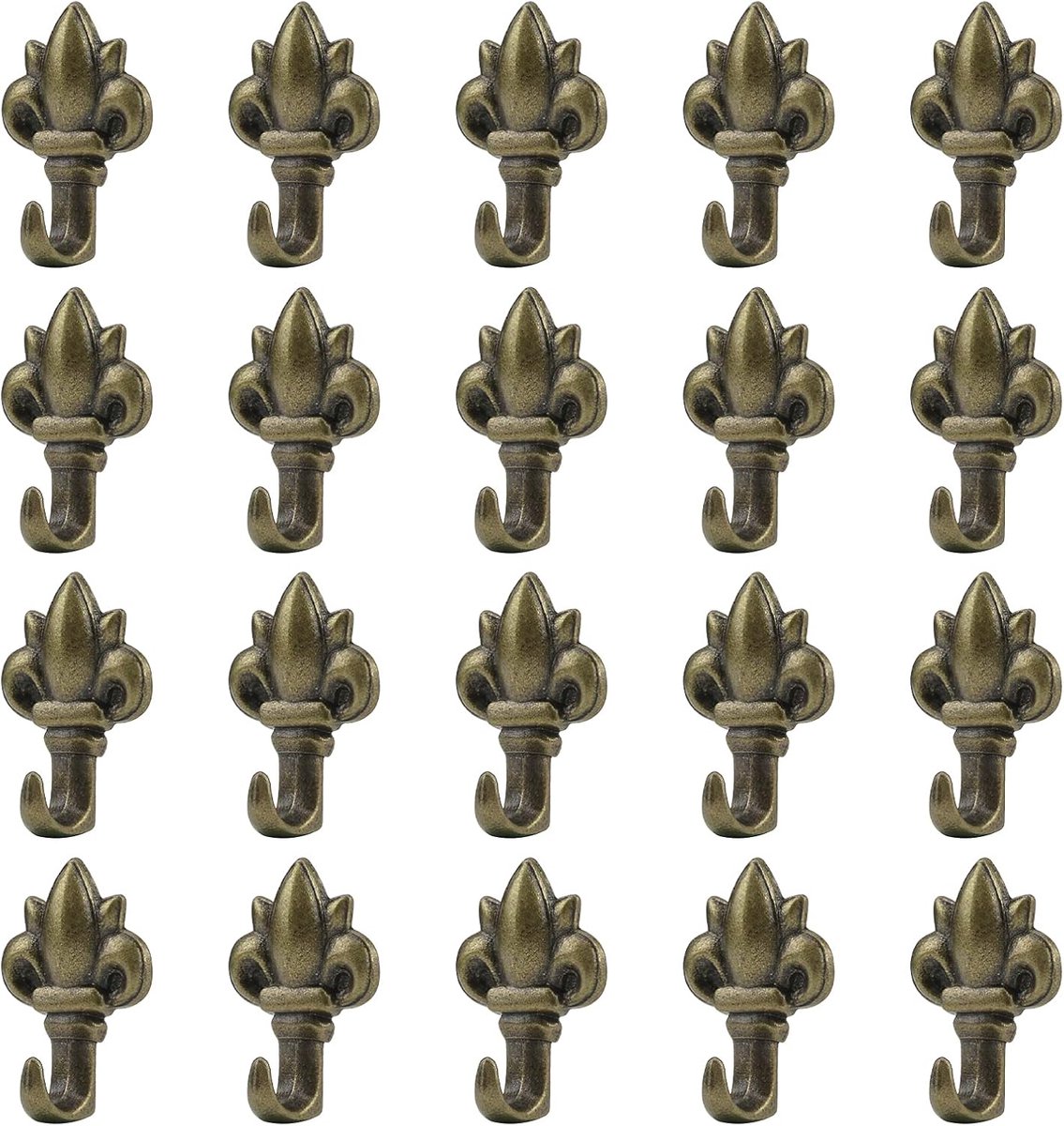 Push Pin Hangers, 20 stuks bronzen bloemvormige duwhaak vintage foto opknoping pin haken kleine muur haken met spijker om op te hangen (bloemvormig)