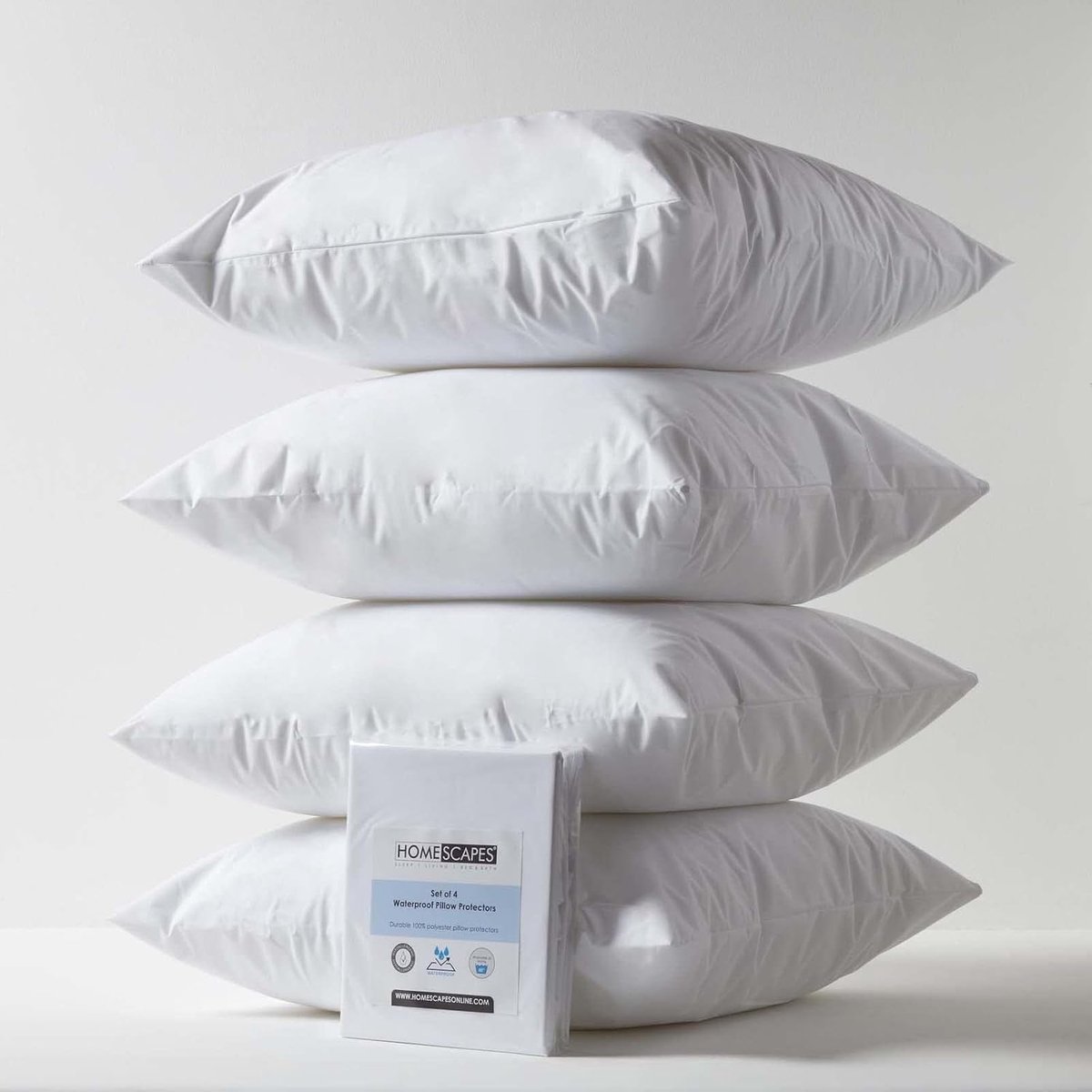 Kussenbeschermers Waterdicht - Hoes Kussens - Bed Drogen - Hypoallergeen - Set van 4 - Wit