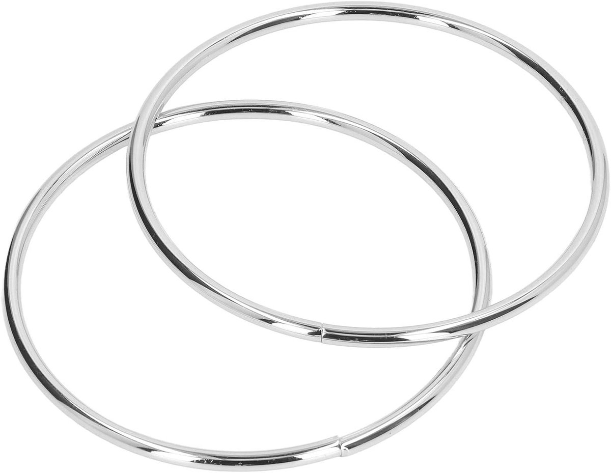 2 stuks Handtassen, ijzeren ronde handgrepen, voor handgemaakte tas handtassen portemonnee handgrepen vervanging, voor het maken van handwerk doe-het-zelf tas, 10 cm (wit nikkel)