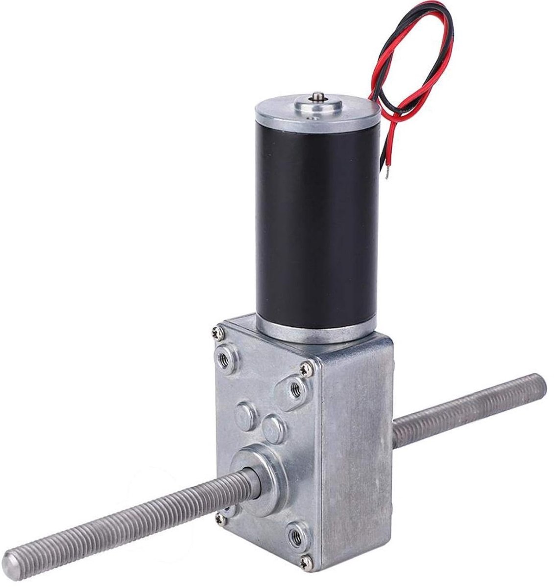 12V DC dubbele uitgaande as hoog koppel reductiemotor met turbinereductie snelheidsreductiemotor 17 reductieverhouding M8 dubbele rechtse draad