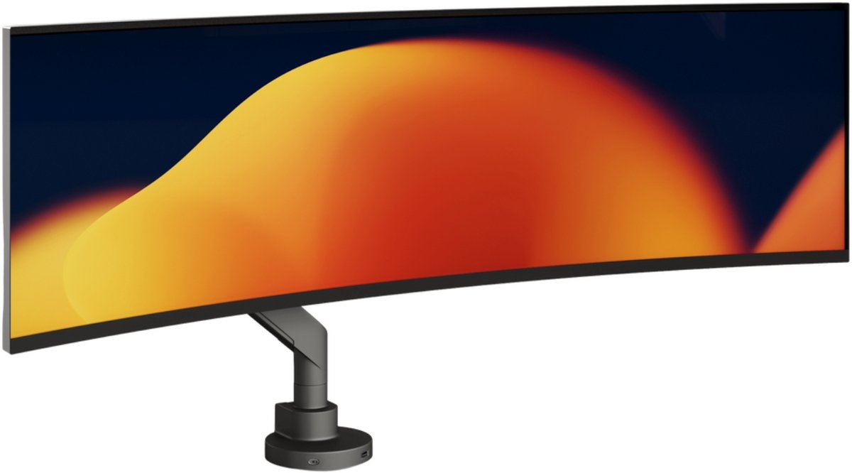 Bol.com Alberenz Heavy Duty Monitorarm Zwart - Tot 57 inch & 27 KG - Met USB C & USB A aansluiting - Gasveer Curved Ultra Wide -... aanbieding