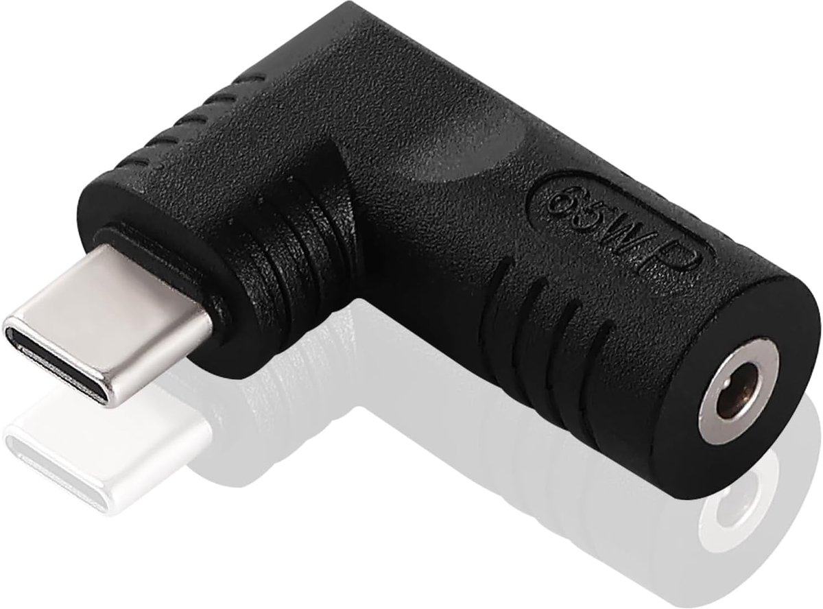 65W PD USB C naar DC Adapter, DC Aansluiting 3.0x1.1 mm Ingang naar USB-C Type-C Hoekige 90 Graden Stekker laadadapter, voor laptop Telefoon