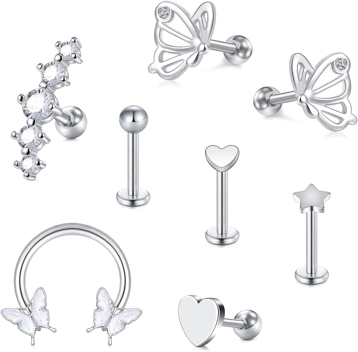 16G piercing kraakbeen tragus helix oorbellen chirurgisch staal en acryl transparant piercing lip neus retainers zilver roségoud piercing sieraden voor dames heren