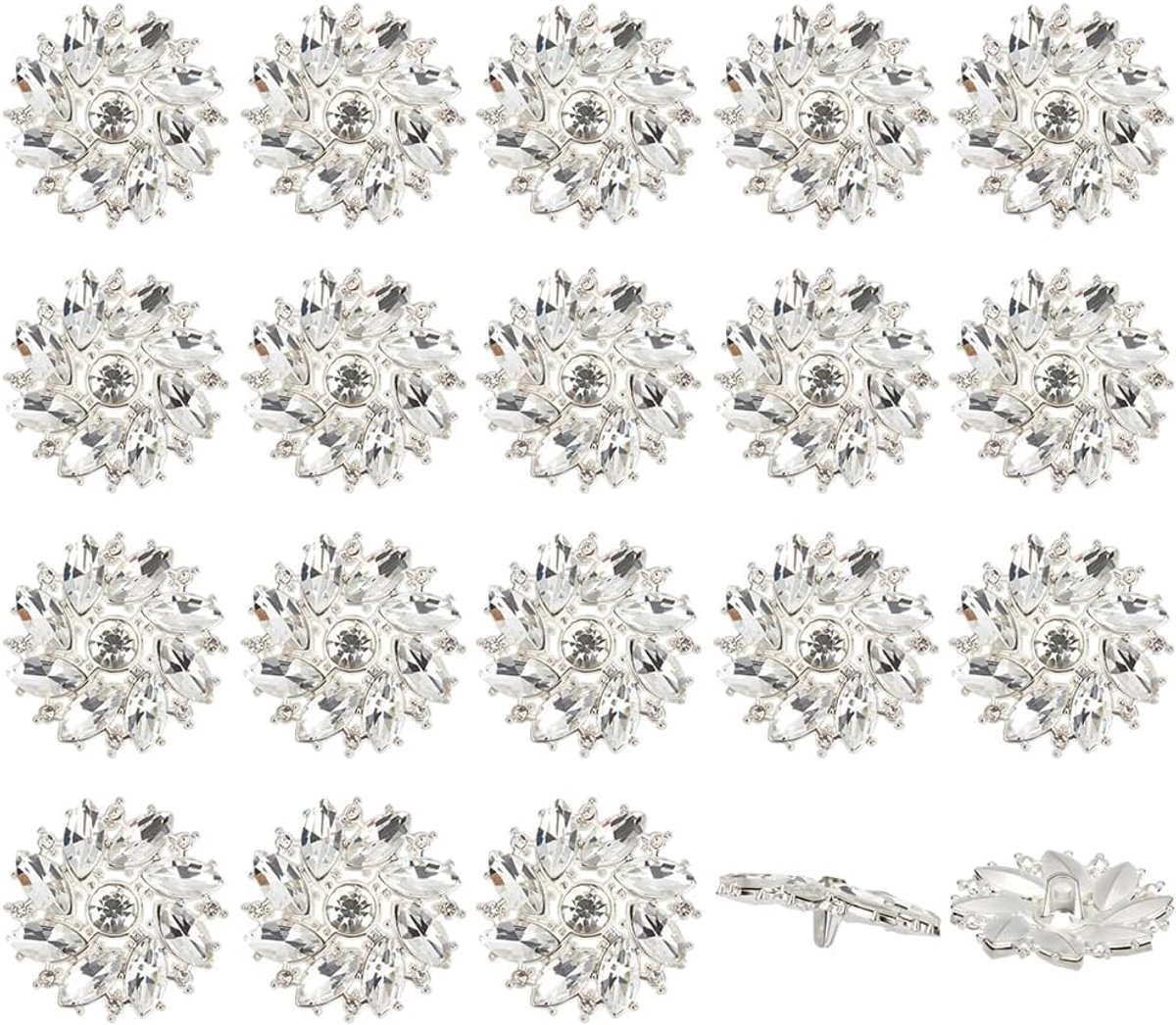 Knopen 1 gat bloemvormig om aan te naaien kledingaccessoires versieringen voor kleding zilver