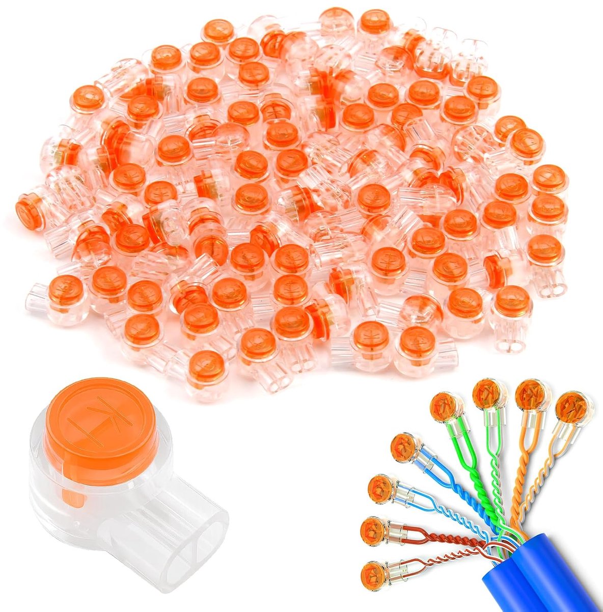 100 stuks K1 enkele aderverbinders, UY interfaceklem, zwakke stroomverbinder, K1-aansluiting UY-stekker, kabelconnector, waterdichte splice joiner voor kabels met een diameter van 0,4-0,7 mm