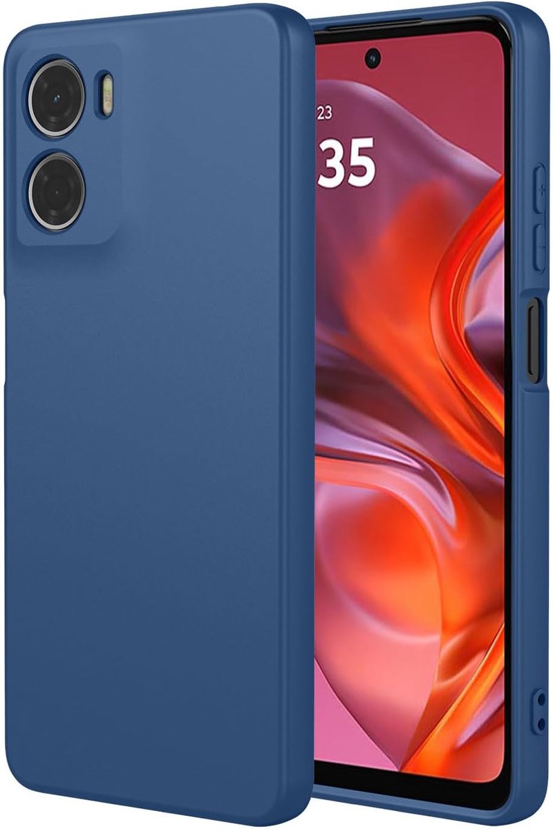 Vloeibare siliconen hoes voor Motorola Moto G05 met microfiber voering, flexibele ultraslanke pasvorm dunne achterkant schokbestendige beschermende telefoonhoes - blauw