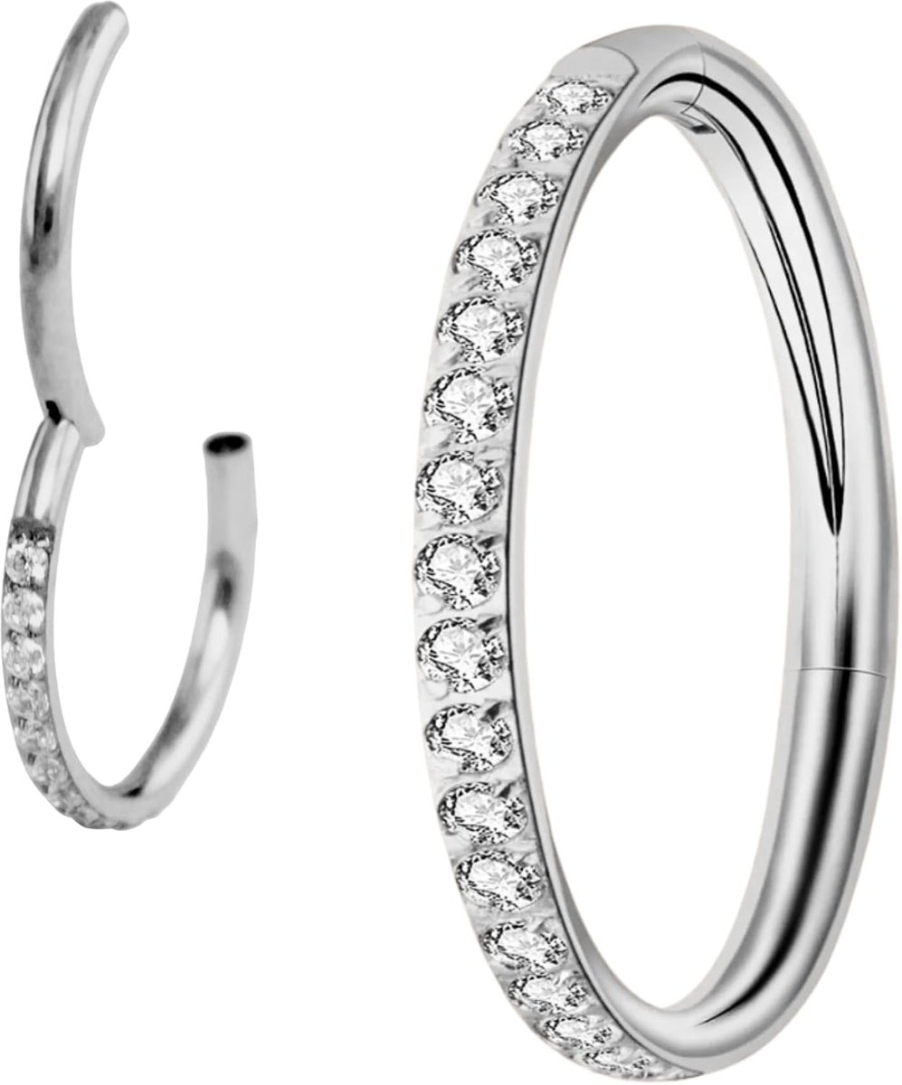 16G Titanium neuspiercing septum piercing – universeel scharniersegment voor septum, neus, lip, oor – gauge 1,2 mm – diameter 6-14 mm