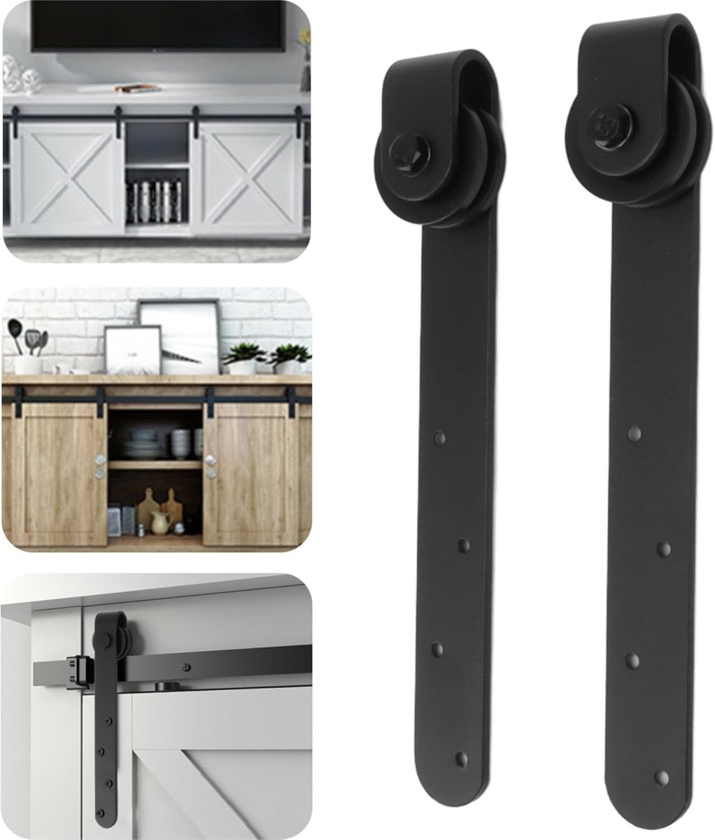 Hardware Kit, Schuurdeurrail, Soepel en Stil, Eenvoudig Te Installeren, Schuur Houten Deurrail voor Enkele Dubbele Bypassdeur