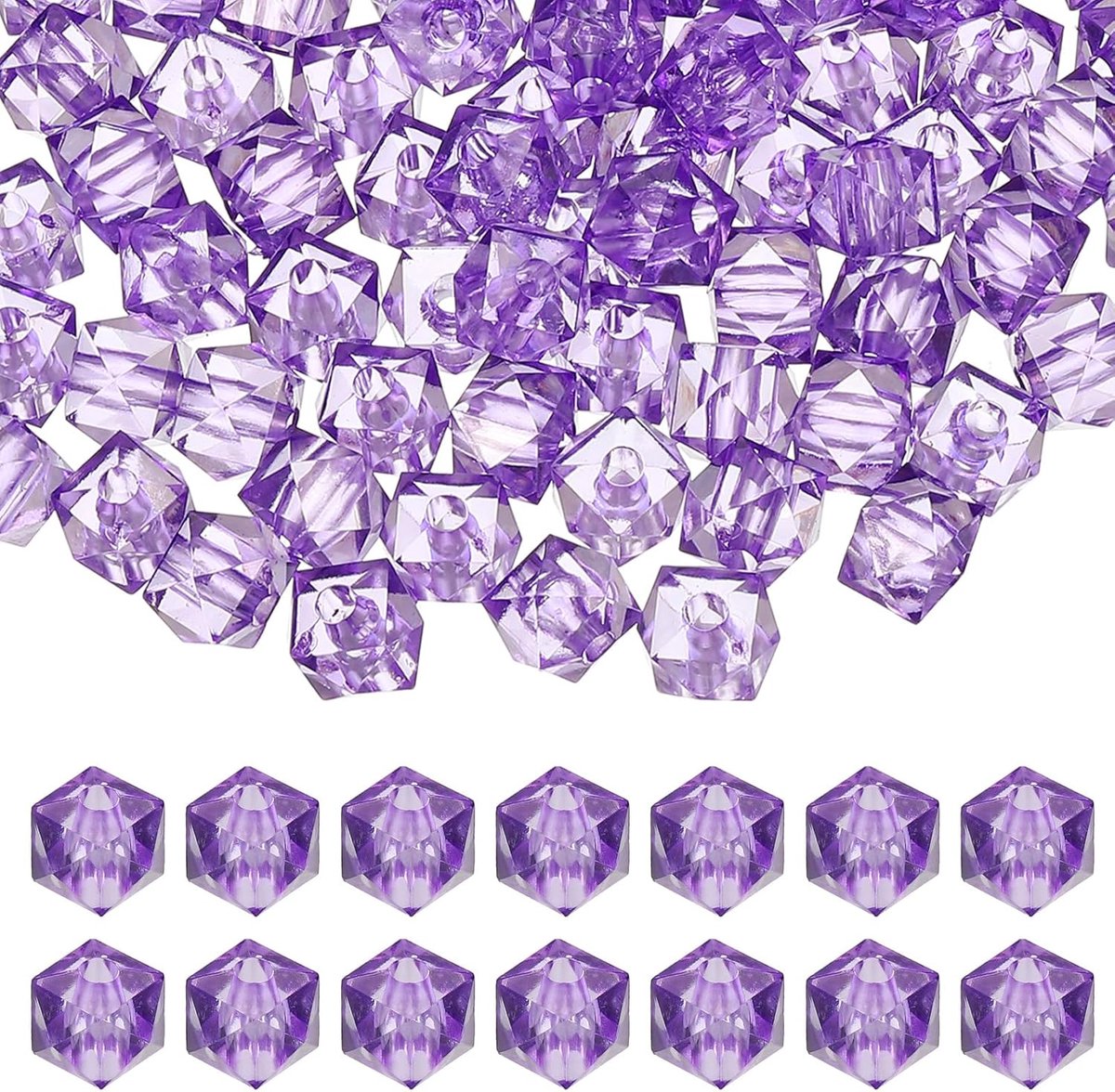 10mm Acrylische Kubus Gefacetteerde Kralen, 200 Stuks Vierkante Diamantkralen Losse Afstandskralen voor Sieraden Maken Armband Ketting Oorbellen Windbels Knutselen, Donker Paars