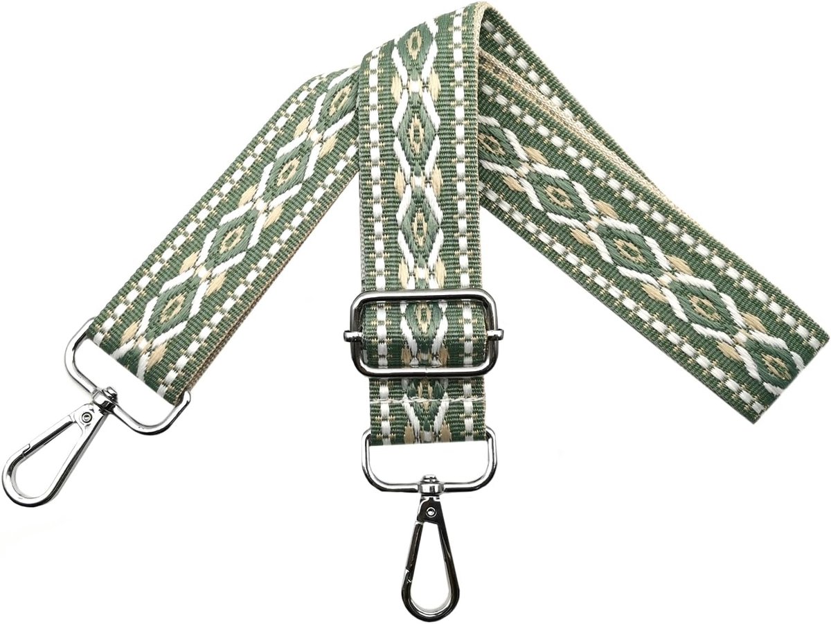 Schouderriem voor tassen, draagriem voor dames, tasriem om te wisselen, tasriem breed 3,8 cm met zilveren karabijnhaak, schouderriem voor schoudertas, handtassen, kleurrijk, N