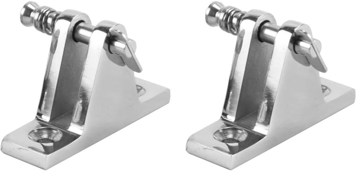2 stuks Bimini-dekscharnierbevestiging 90° roestvrij staal, geschikt voor boten met schroeven (60x18 mm)