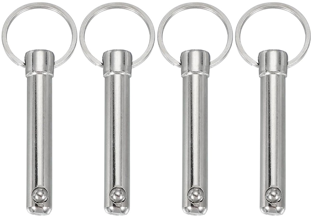 Snelspanpen, diameter 10 mm, nuttige lengte 43 mm, totale lengte 90 mm, Bimini Top Pin Marine hardware koolstofstaal voor bootaccessoires, verpakking van 4 stuks