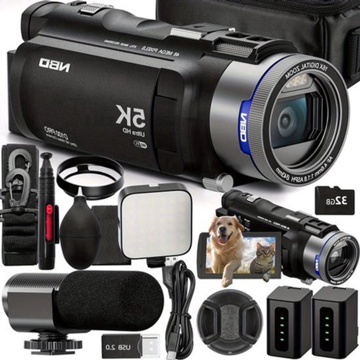 Vlogcamera – Videocamera – Compactcamera – Camcorder – Vlogging camera – 4K Ultra HD Resolutie – 270° Kantelbaar IPS-Scherm