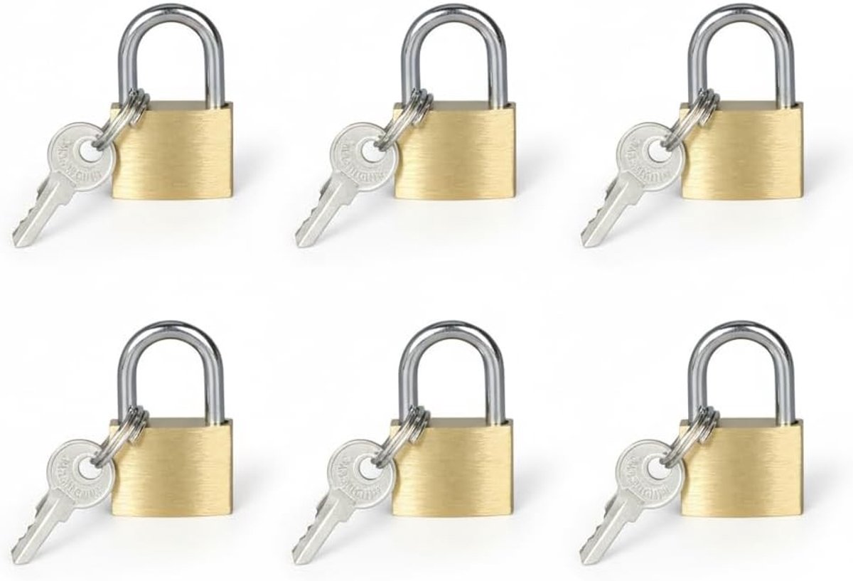 Hangslot Set - Messing - Klein - Veiligheidssloten met Sleutels - Voor Koffers, Kasten en Deuren