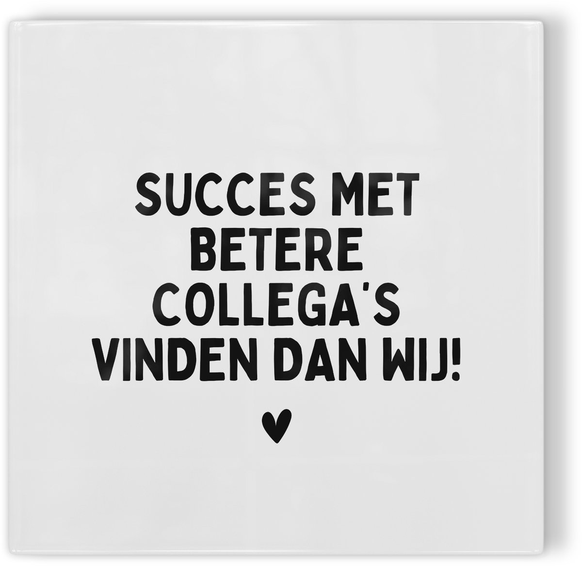 Tegeltje Succes met betere collega's vinden dan wij - wit zwart - tegeltje collega - tegeltje met tekst
