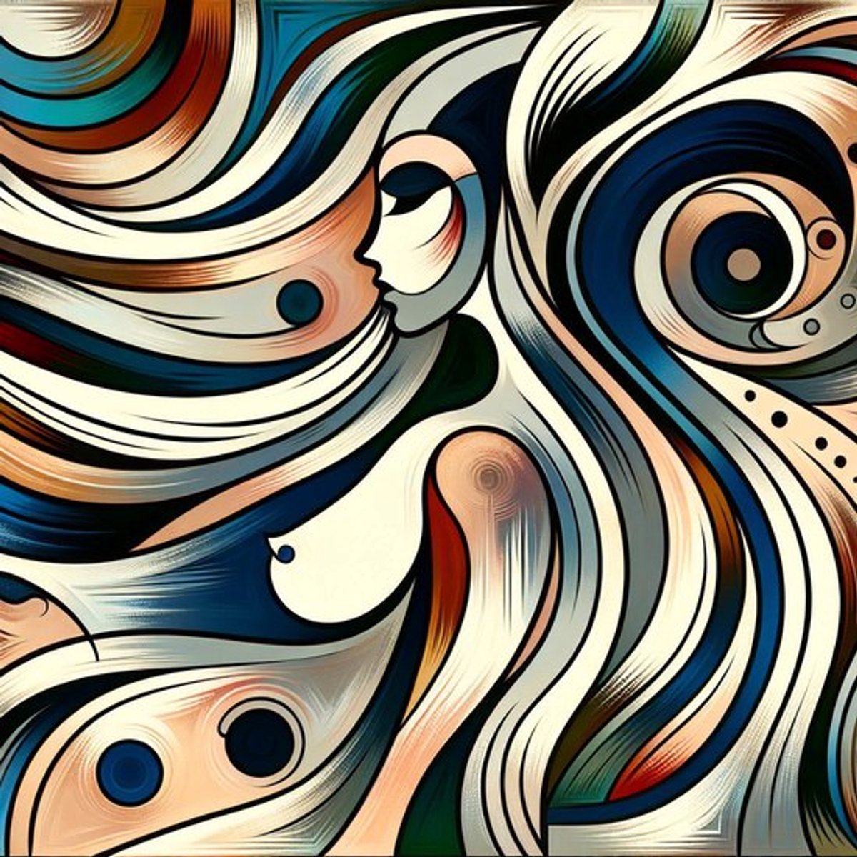 Abstract vrouw schilderij | Betoverende expressie van vrouwelijke kracht in abstracte kunstvorm | Kunst - 20x20 centimeter op Canvas | Foto op Canvas
