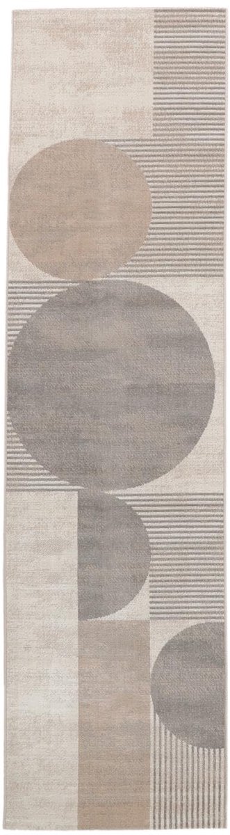 Elzusha - Stijlvol Beige/Grey Vloerkleed 80 x 300 cm voor Binnen