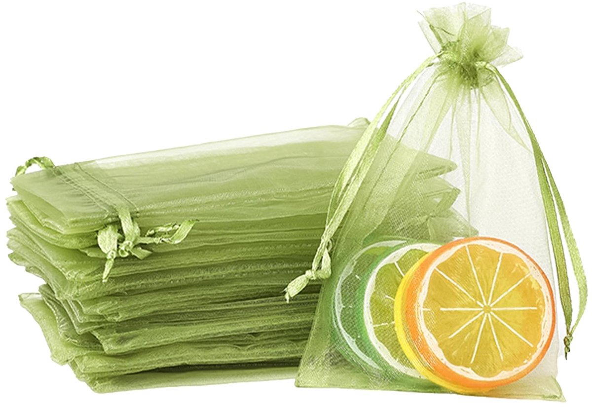 SolidKeus - 100 Stuks Groene Organza Geschenkzakken 7 x 9 cm