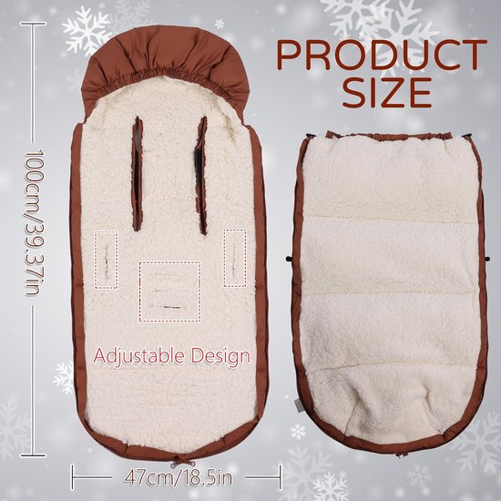 Baby Voetenzak - Kinderwagen Zak - Warm Blijven - Dubbellaags Design - 100 cm Lengte - Bruin — afbeelding 4