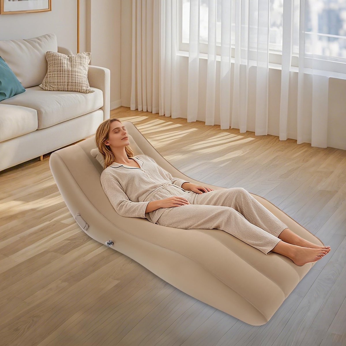 Elzusha - Opblaasbare Lounger met Pomp en Kussen voor Buiten