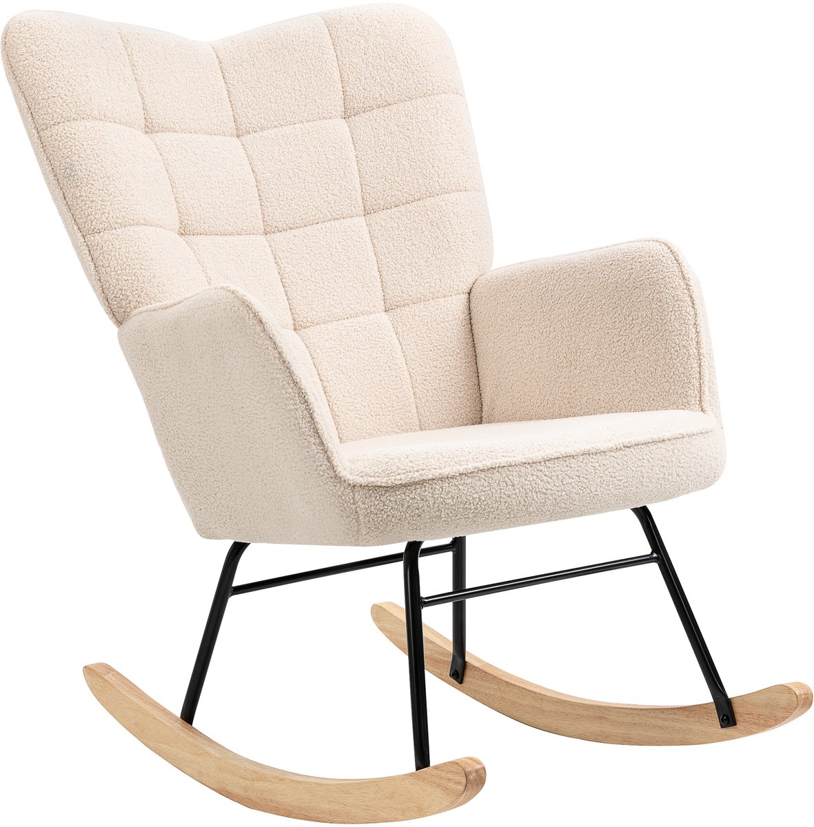 Rocking chair - Chairs - Furniture - Armchair - Including cushion - Cream white - 71cm x 92cm x 101cm