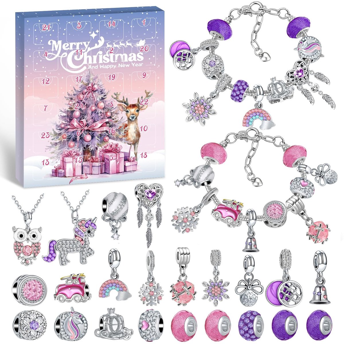 Elzusha - Adventskalender Meisjes 2026 DIY Sieraden Knutselset - 24 Verrassingen