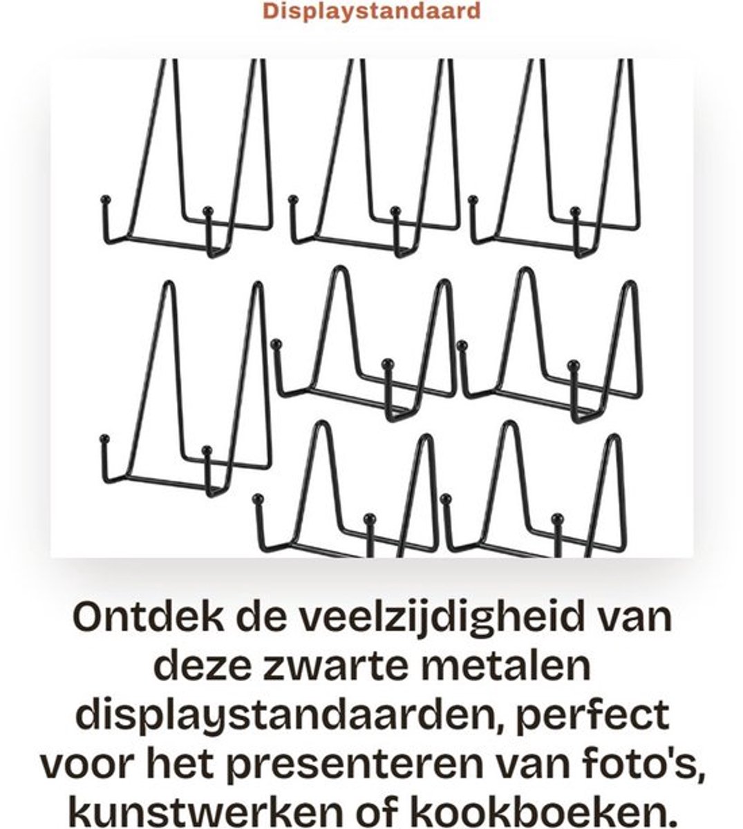 Displaystandaard Zwart - Metalen Ezelhouder - Decoratieve Plaathouder - Ondersteuning voor Foto/Kookboek - Schokbestendig - Max. Lipdiepte 1,2 Inch - Fotolijsthouder