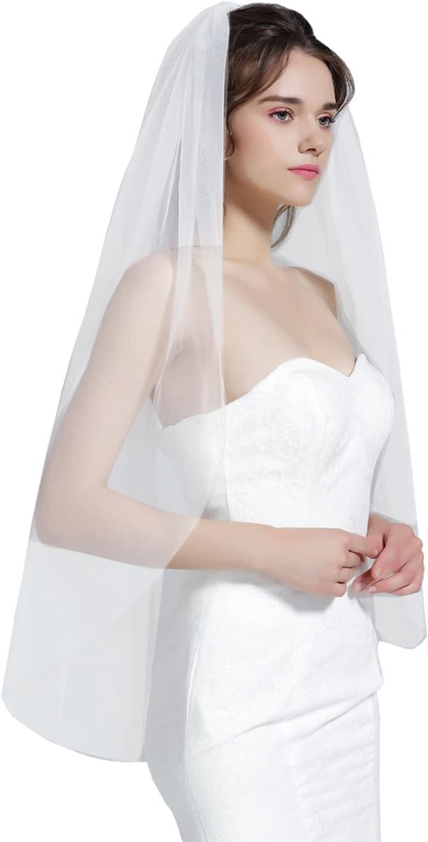 Bruid Bruiloft Sluier Bruidssluier Wedding Veil met Metalen Kam Zachte Tule Kort 1 laag voor Vrijgezellenfeest Verlovingsfeest Halloween Cosplay