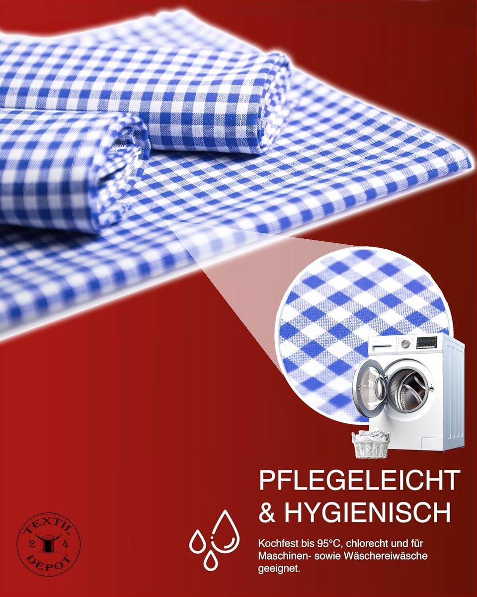 Tafelkleden voor landhuis, 5 mm, servetten, 100% katoen, 40 x 40 cm, geruit in blauw-wit