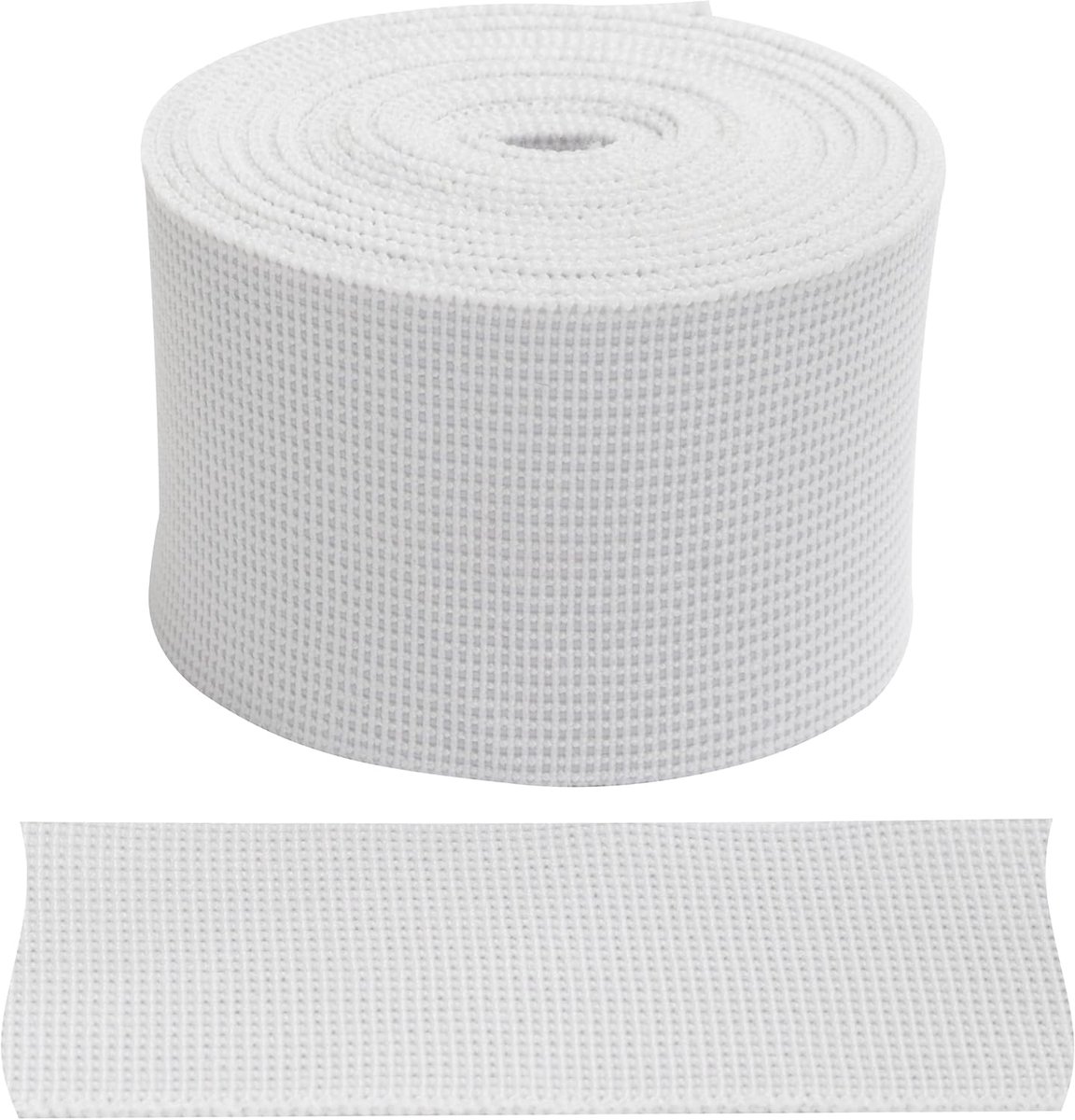 - C67403 - Elastisch band vlak geweven 2 m - breedte 35 mm - kleur wit - gemaakt van polyester en latex - confectie, kleinwaren, naaien, kleding, stoffen, riemen, broeken, rokken