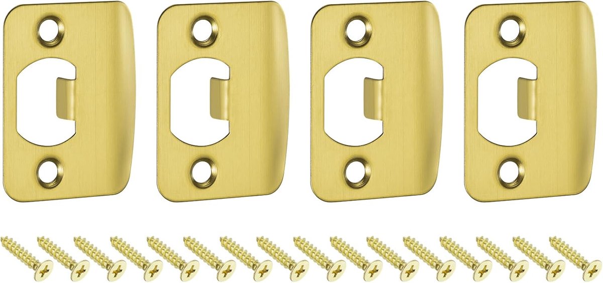 4 stuks deursluitplaten, 57 mm x 45 mm, roestvrij staal, vervanging voor deurkozijnen, deurvleugelversterking, goud