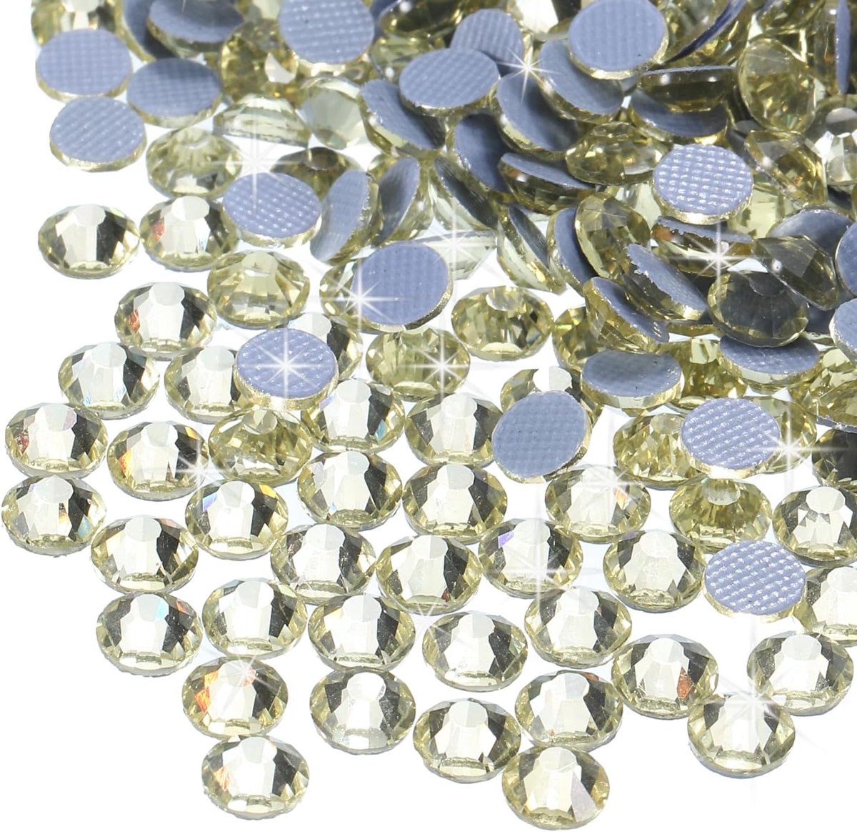 Strassteentjes, platte achterkant, kristalglas, voor knutselen, kleding, doe-het-zelfdecoratie, SS10, 2880 stuks, lichtgeel