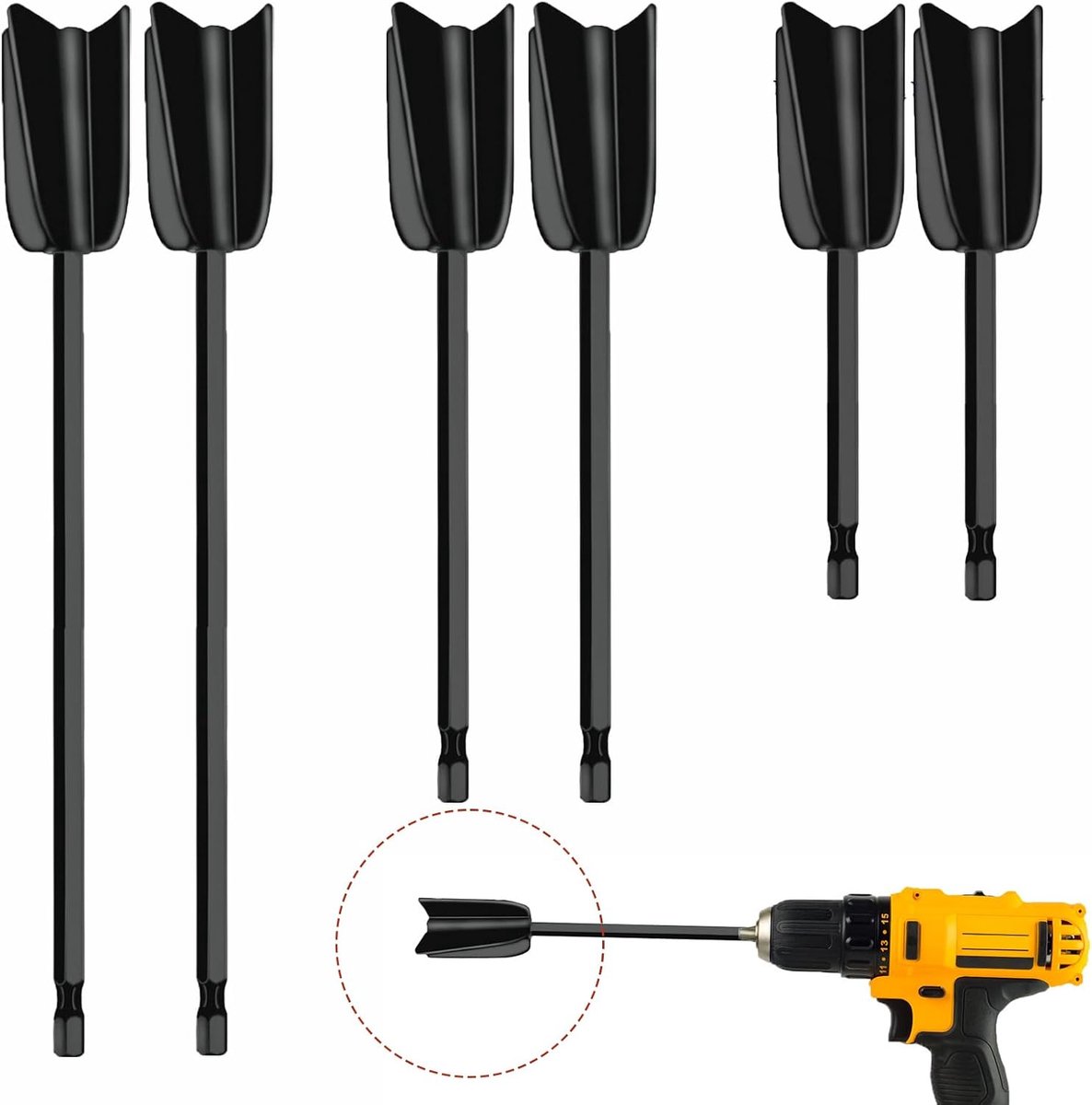 6 Stuks Epoxyhars Roerstaaf, Boormachine Roerstaaf, voor 1/4 Boor, voor Kleurcoating en Harsmengsel, Zwart