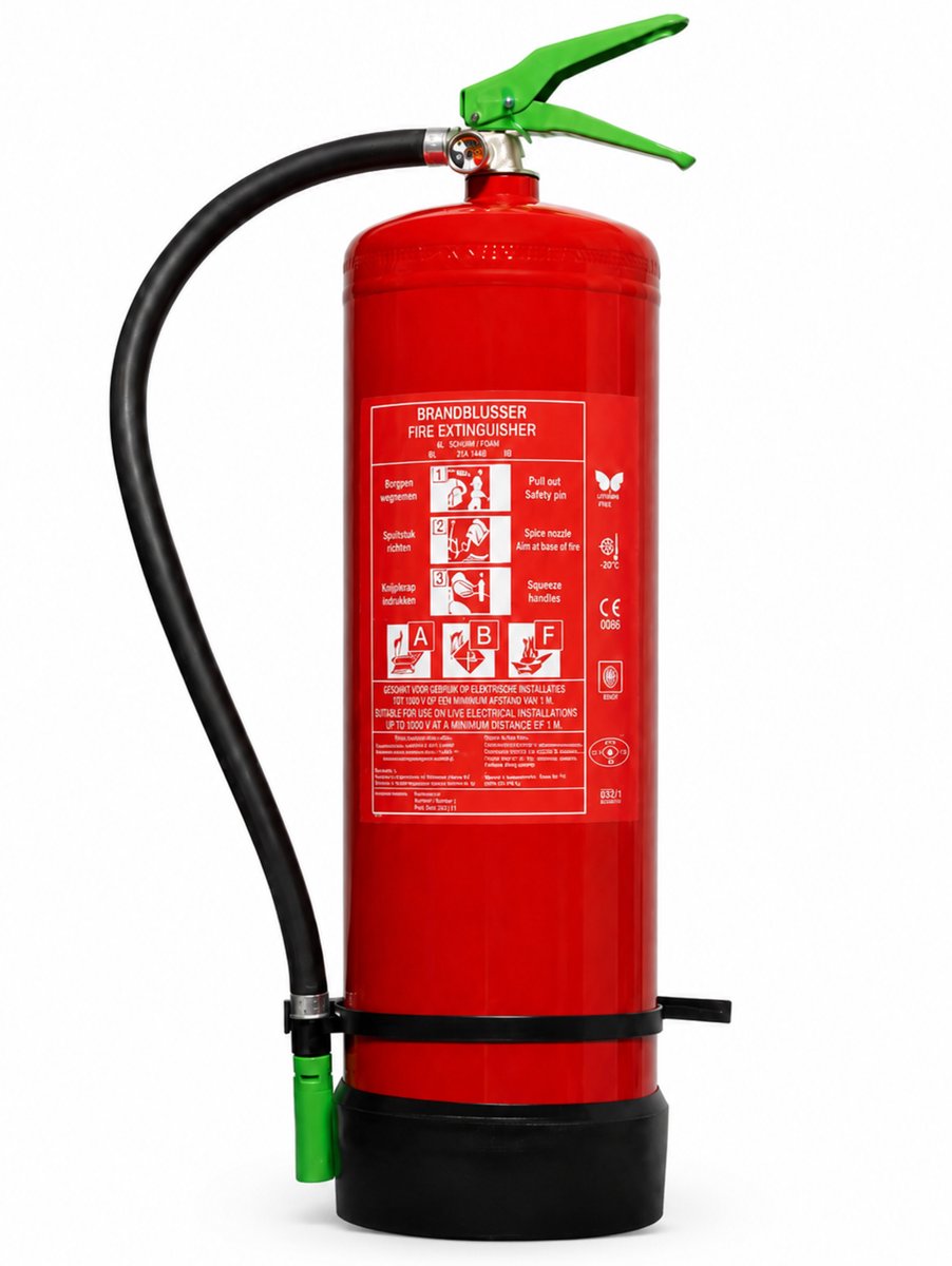 PFAS Vrije Schuimblusser 9L ABF – Vorstvrije Vetblusser 9 liter – Met Houder en Manometer – Fluor vrije brandblusser