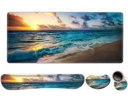 ToLuLu Extended Gaming Mouse Pad, Ergonomic Wrist Rest for Keyboard, Mouse, Wrist Rest, Large Desk Mat with Stitched - ShopVlot