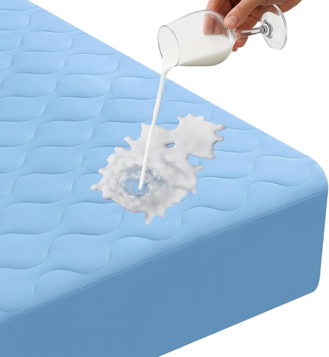 Matrasbeschermer 90x200 cm Waterdichte Hoeslaken Katoenen Matrashoes Ademend voor Bed Vochtbescherming Anti-Mijt Hypoallergeen Antibacterieel voor Matras Machinewasbaar, Blauw